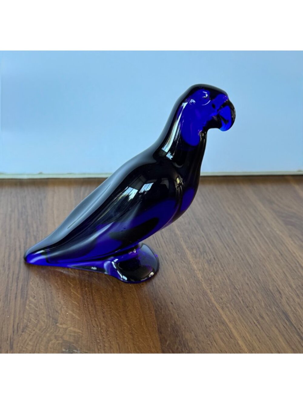 BACCARAT Cobalt Blue Crystal Parrot Figurine Vintage Signed 4.5" France - Picture 2 of 10
